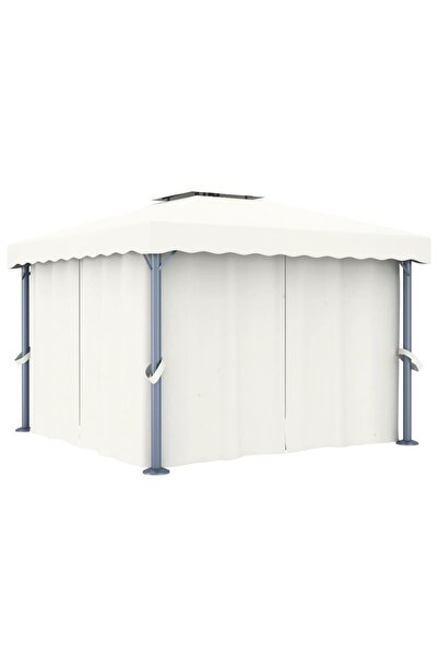 vidaxl FOISOR cu perdea, alb crem, 3 x 3 m, aluminiu