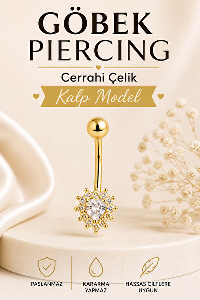 vogutima jewelery&silver by timuçin mavili Göbek Piercing - Kalp Model Cerrah...