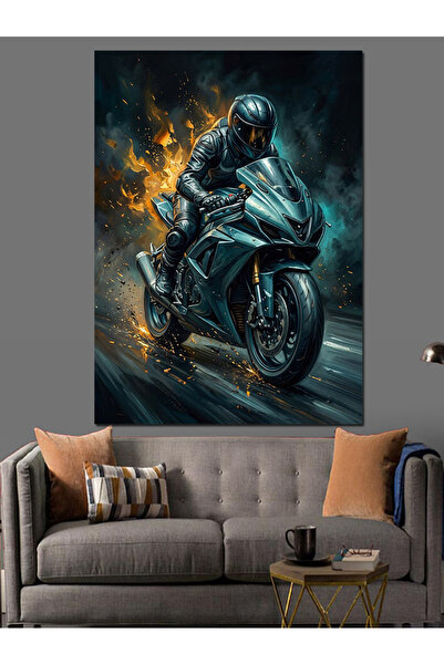 Artmeg Lampa de motocicletă care se aprinde pe drumul de noapte Pânză decorat...