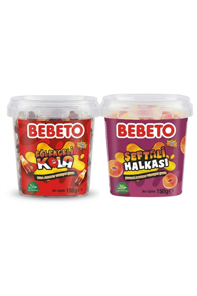 BEBETO Yumuşak Şeker 150 g Kova Kola ve Şeftali Halka