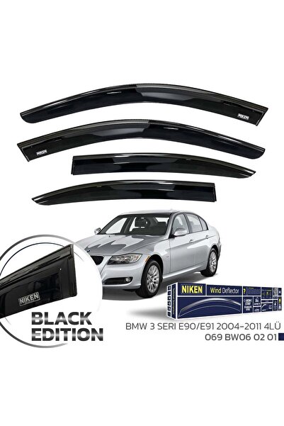 Niken BMW 3 Serisi E90 Cam Rüzgarlığı Siyah Kromlu 2005-2012 4'lü