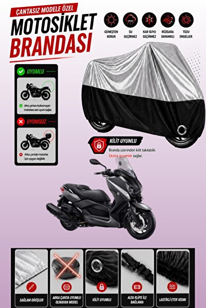 Cemku Twin غطاء محرك ياماها X-Max 400 ABS باللون الرمادي من الأعلى والأسود من...
