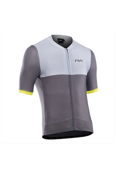 EMİNMOTOR Northwave Storm Air Jersey Kısa Kollu Bisiklet Forma - Gri/Sarı