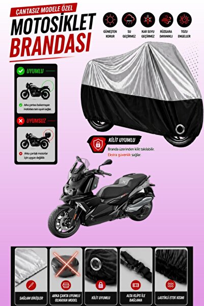 Cemku Twin غطاء محرك متوافق مع سيارة BMW C 400 X باللون الرمادي من الأعلى وال...