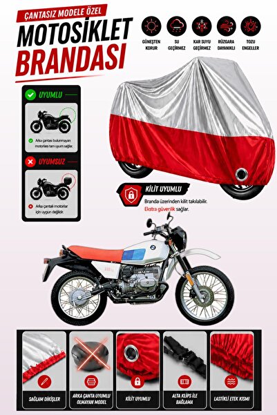 Cemku Twin غطاء محرك متوافق مع سيارة BMW R 80 GS باللون الرمادي من الأعلى وال...