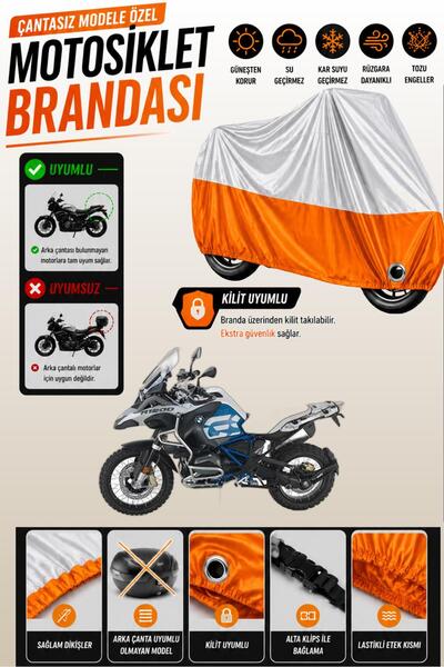 Cemku Twin غطاء محرك متوافق مع BMW R 1200 GS باللون الرمادي من الأعلى والبرتق...