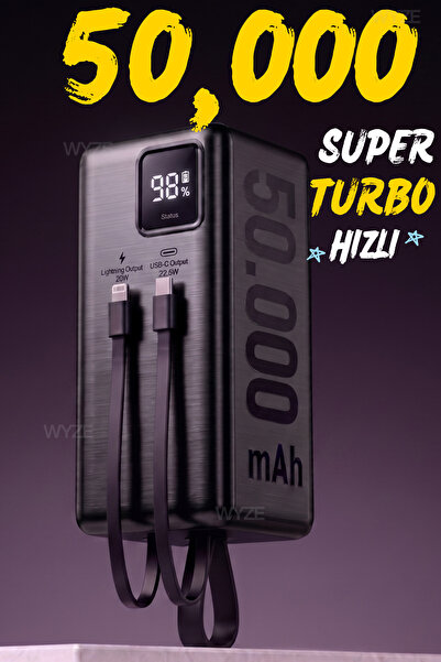 50,000 mAh 22.5W/PD Super Fast Charging Portable Camping Powerbank with Self Wired and Charging Indicator