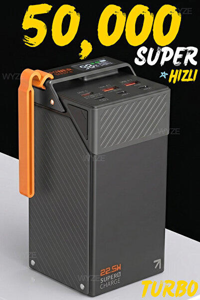 50,000 mAh 22.5W/PD Turbo Fast Charging Portable Camping Powerbank TANK with Self Wired and Charging Indicator