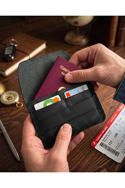 BUO Leather Hakiki Deri Pasaport Kılıfı, Kayışlı Kapak Seyahat Cüzdanı, Unise...
