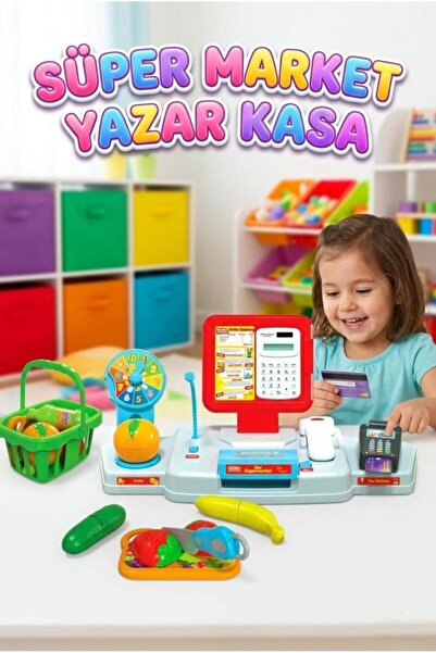 Tıfıl Toys Yazar Kasa Süpermarketim! Işıklı Sesli Hesap Makinası ve Kesilebil...
