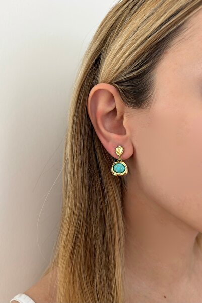 Gold Natural Stone Detailed Earrings