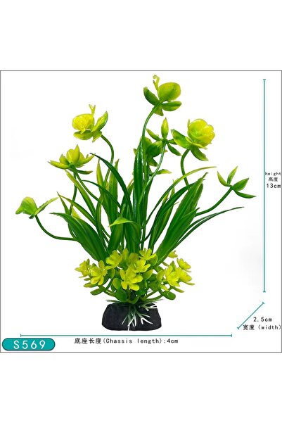 OEM Planta Artificiala pentru Acvariu din Plastic cu Baza Ceramica, 13×4x2, 5 cm, Decor Acvariu, Culori Vii