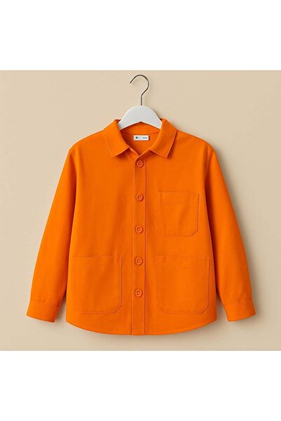 nk kids Nk Kız Çocuk Uzun Kollu Cep Detaylı Gömlek 8-14 Yaş ORANJ