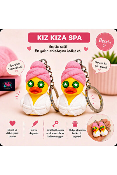 WLS studio 2’li Bestie Spa Ördek Anahtarlık Seti - En Yakın Arkadaşa Özel Kız...