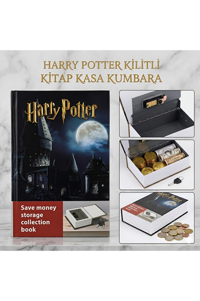 Wolawood Harry Potter Kitap Görünümlü Gizli Kasa Kumbara - Dekoratif Hogwarts...