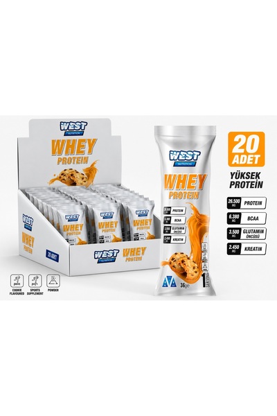 iyva West Nutrition Whey Protein Tozu KURABİYE Aromalı 20 Servis Saşe 720 gr.