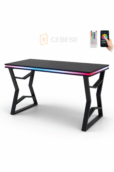 CEBESE Bilgisayar Masası + RGB LED 140×77×65 cm – Kumandalı ve Telefon Kontrollü