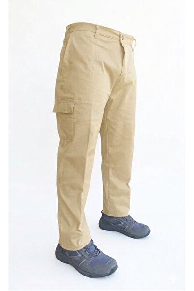Marktten İş Pantolonu Krem Rengi Gabardin Kumaş