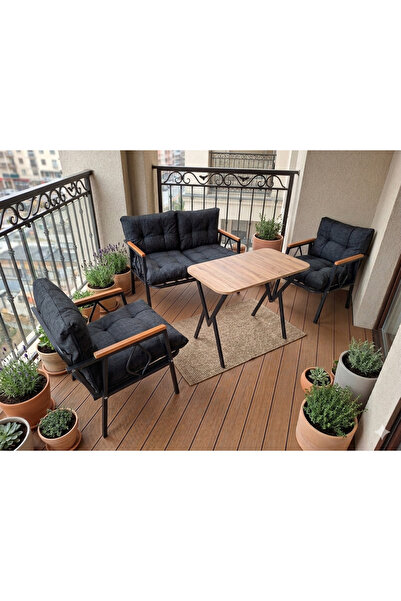DORUK HOME Damla model metal balkon takımı 2 1 1 masalı çay seti bahçe mobily...