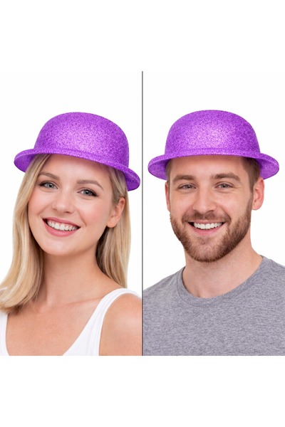 ZERO LAND Ilkeshop Purple Glitter Melon Hat |   Thin Plastic Glitter Adult (2...