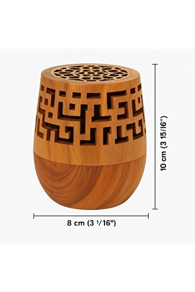 Generic مبخرة فخارية بتصميم يشبه الخشب – زخارف عصرية أنيقة – ارتفاع 10 سم وقطر 8 سم