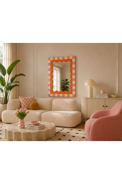 MUYSHA muyshahome renkli ayna-dekoratif ayna-turuncu-(60x75 cm)