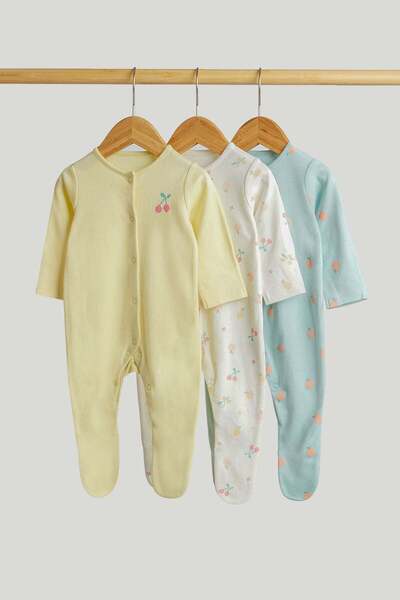 MOTHERCARE 3 Pack Fruit Sleepsuits