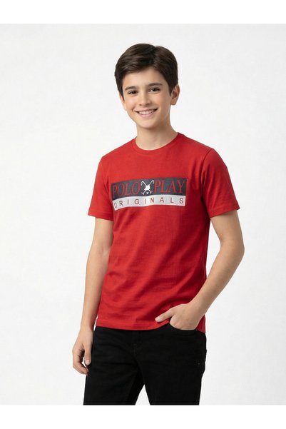 Polo Play By Styli Teen Boys Logo Print T-Shirt