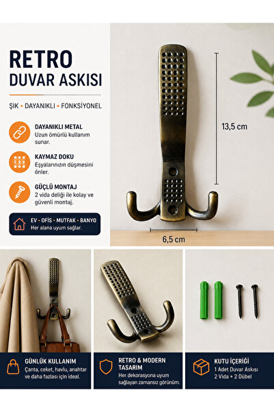 özçamlar mobilya retro kahverengi duvar askısı