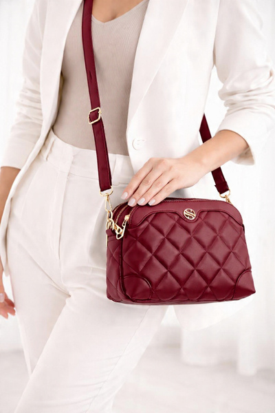 Daj Company Black Multi-Eyelet Quilted Patterned Women's Bag with Gold Detail...