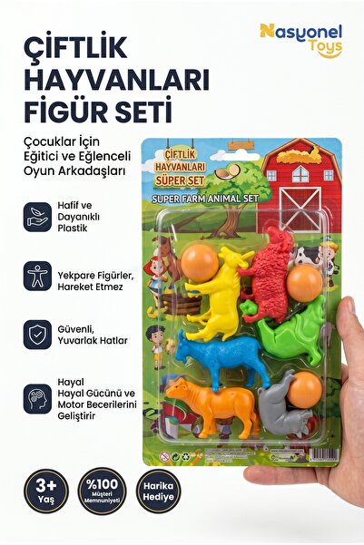NASYONEL TOYS Çiftlik Hayvanları Figür Seti Çocuklar İçin Eğitici ve Eğlencel...