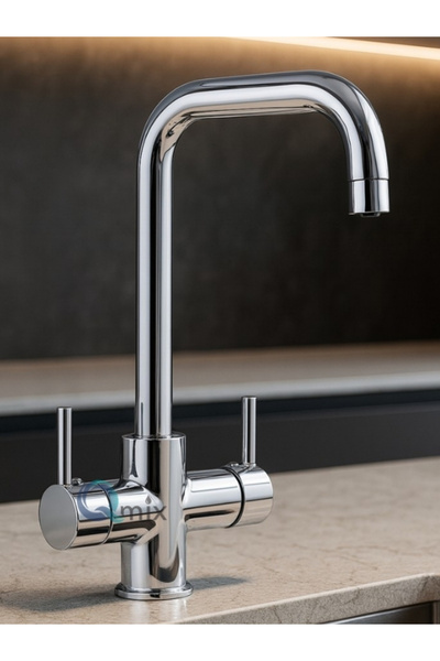 QMİX Aritmali Brass Body Modern Design Luxury Kitchen Sink Faucet Chrome Color