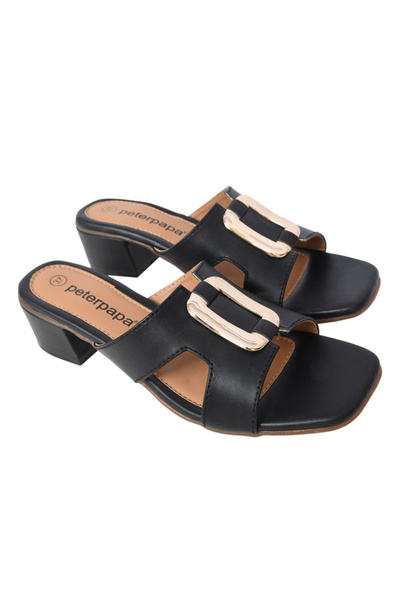 Peterpapa By Styli Maya Metal Trim Block Heel Sandals