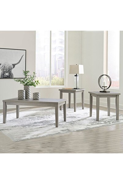 Midas Furniture طقم طاولة قهوة خشبية 3 قطع رمادي