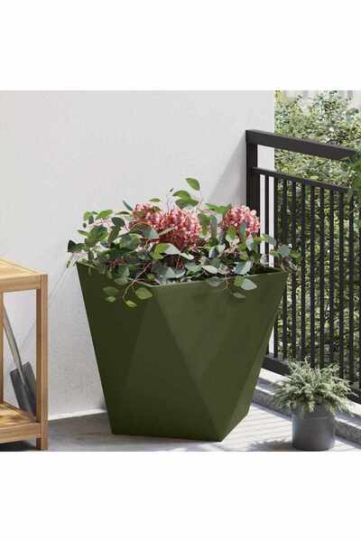 vidaxl Jardiniera Verde masliniu 50 x 50 x 50 cm Otel