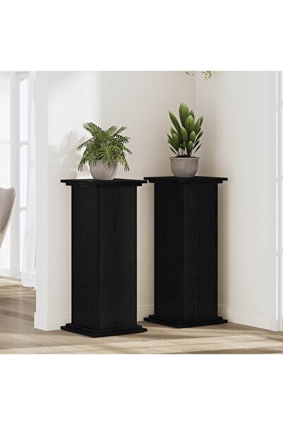 vidaxl Suport pentru plante Stejar Negru 33 x 33 x 80 cm Lemn compozit
