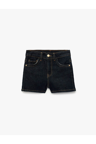 Koton Pamuklu Denim Koyu İndigo Kız Çocuk Şort 6Skg40109Ad