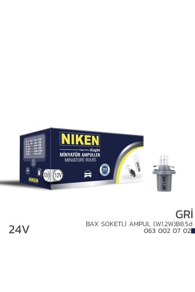 Niken Bax Soketli Ampul 24V W1.2W B8.5d Gri 10'LU