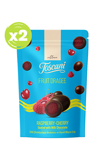 vit'love toscani Sütlü Çikolata Kaplı Ahududu Ve Vişneli Meyve Draje 2 x 60gr