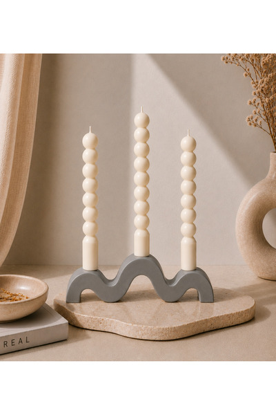 Bead Modern Dalga Tasarımlı Dekoratif Mumluk & Şamdanlık