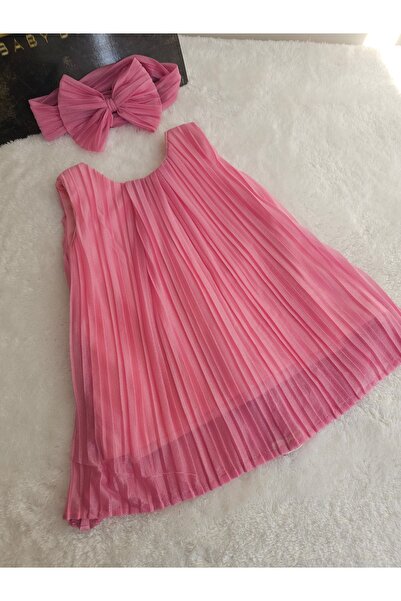 Elwirababyboutiqe فستان وردي مطوي وواسع
