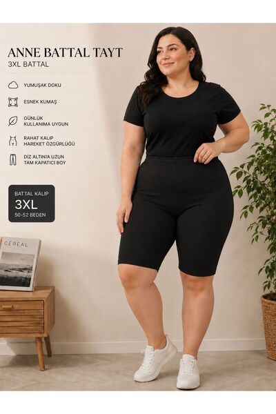 QULAT Büyük Beden Kadın Diz Üstü Tayt 3XL