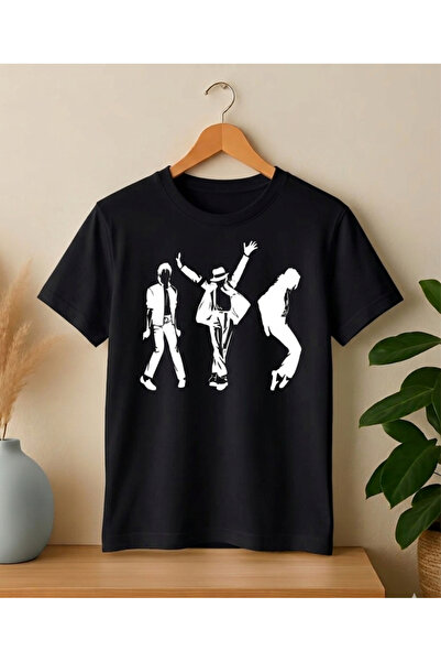 Krays Michael Jackson İkonik Dans Figürleri Baskılı Beyaz-Siyah Oversize Unis...