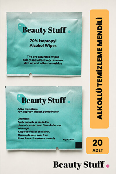 Beauty stuff Alcohol-Based Skin Cleansing Wipes - 20 Pieces - 70% Isopropyl A...