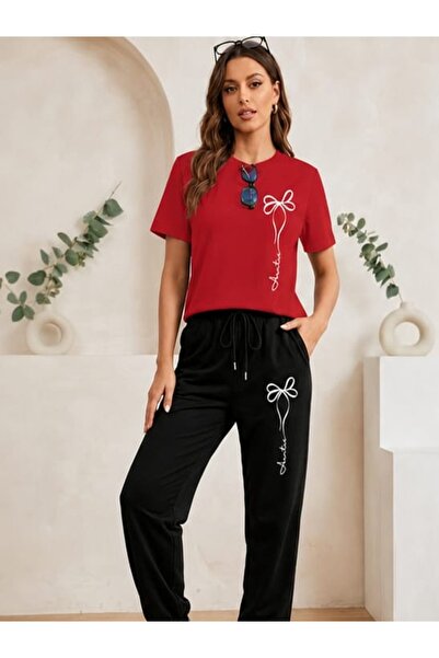 Gutsy Tricou și pantaloni de trening, set din 2 piese, cu imprimeu panglici l...