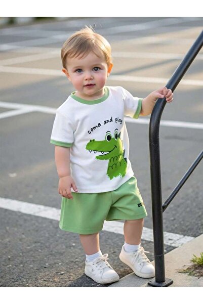 VESTIR BIEN Printed Summer Shorts-T-Shirt Bottom-Top Children's Set Cotton