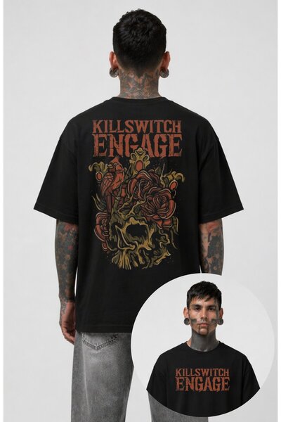 Fuddy Moda Unisex majica sa printom ptice i ruže na leđima Killswitch Engage,...