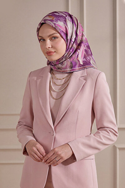 SilkTouch Purple Rose Art Garden Pattern Organic Scarf