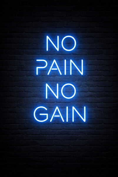 Prime Neon NA PAIN NO GAIN neon tabela fitness salonu dekor mavi renk adaptör...