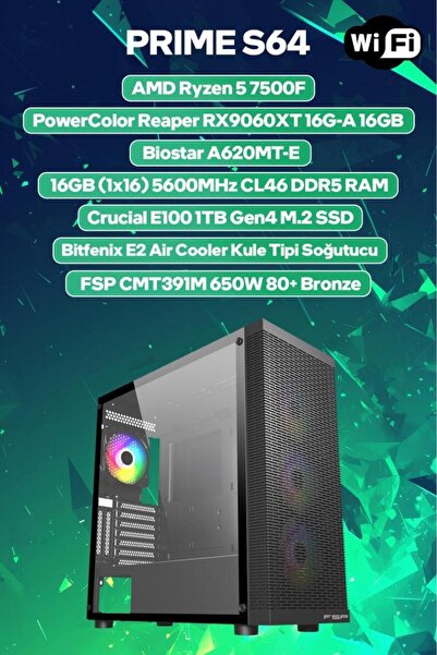 Game Garaj ModArt Prime S64 AMD R5 7500F 16GB RAM 1TB SSD RX9060XT 16GB FreeD...